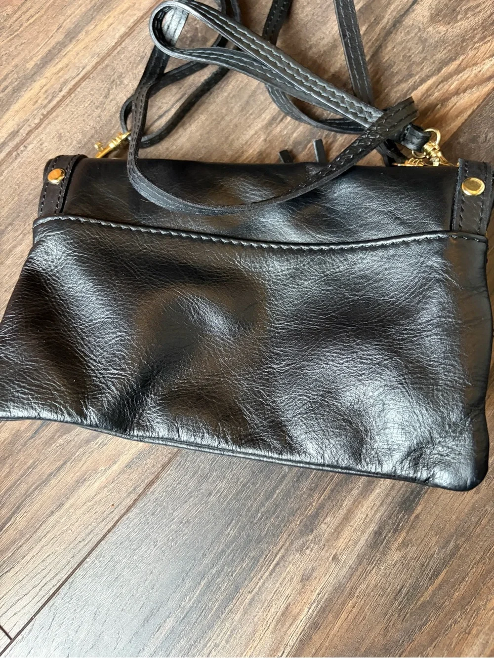 Black Leather Crossbody Bag with Tassels - Made and bought in Italy - Picture 2 of 5